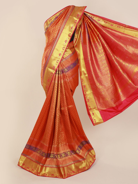 

Pothys Red Pure Silk Woven Design Kanjeevaram Saree