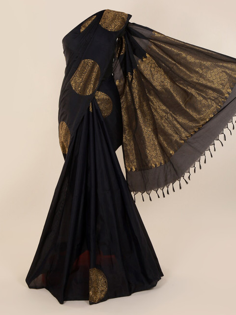 

Pothys Black Silk Cotton Woven Design Kanjeevaram Saree