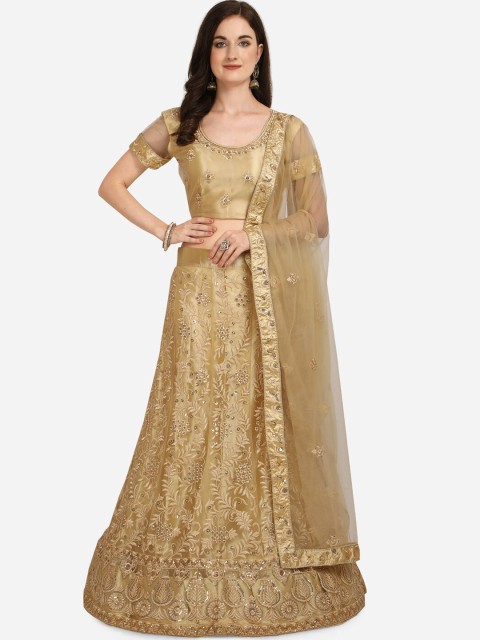 

V SALES Gold-Toned Unstitched Lehenga & Blouse with Dupatta