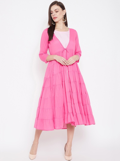 

Prakhya Women Pink Solid Anarkali Kurta