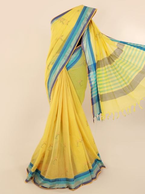 

Pothys Yellow Embroidered Pure Cotton Saree