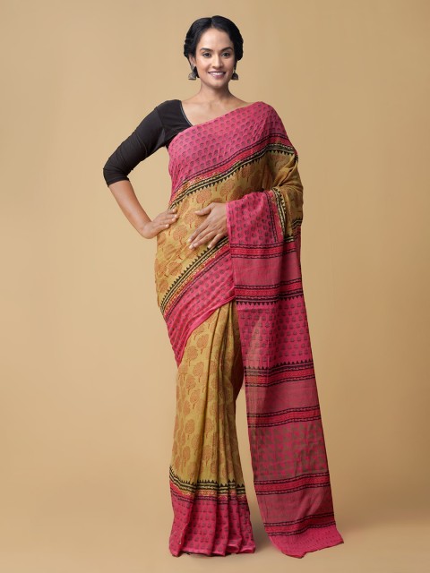 

Unnati Silks Brown Printed Chanderi Saree