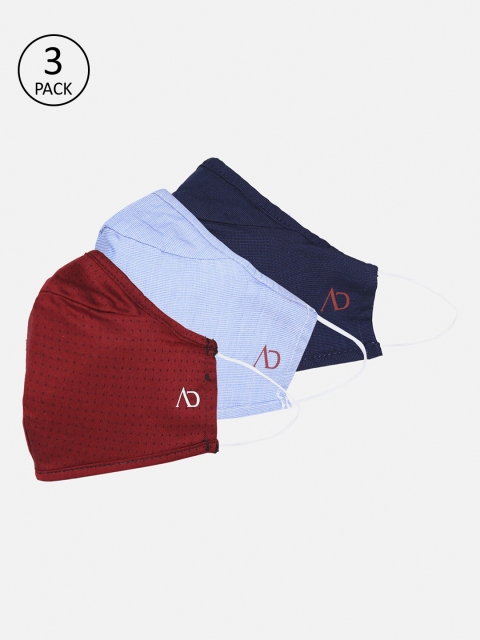 

AD By Arvind Unisex Pack Of 3 Assorted 3-Ply Reusable Viroblock Woven Cloth Masks