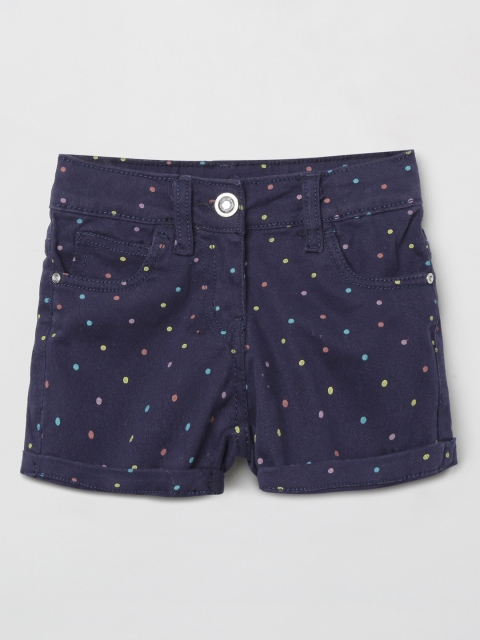 

max Girls Navy Blue Printed Regular Fit Hot Pants