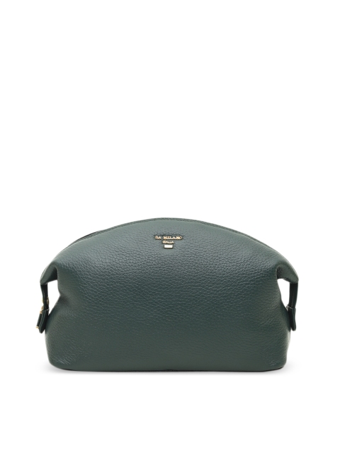 

Da Milano Unisex Teal Blue & Black Leather Colourblocked Pouch