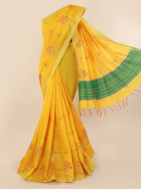 

Pothys Yellow Woven Design Pure Cotton Saree