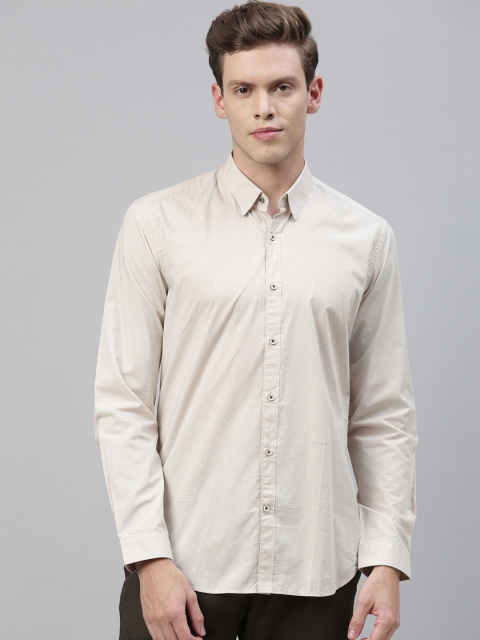 

RARE RABBIT Men Beige Tailored Fit Solid Casual Shirt