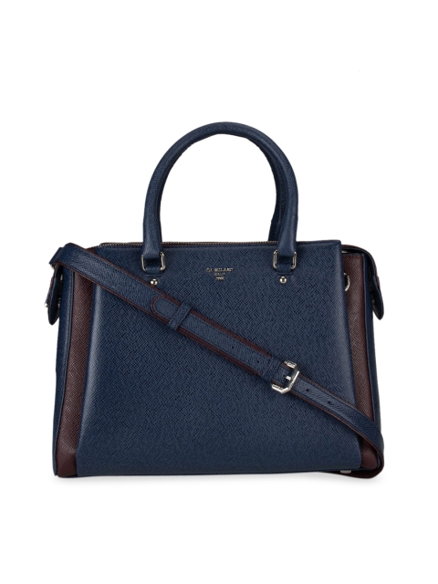 

Da Milano Navy Blue & Maroon Colourblocked Handheld Bag