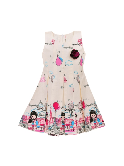 

Wish Karo Girls Off-White Printed A-Line Dress