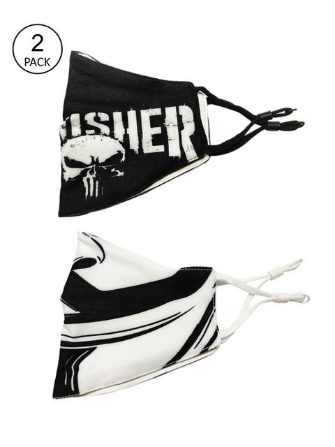 

TREEMODA Men Pack Of 2 Printed 3-Ply Reusable Cloth Masks, White