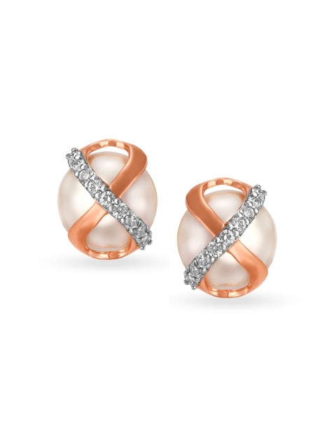 

Mia by Tanishq 14Kt Rose Gold Crossroads Of Love Stud Earrings