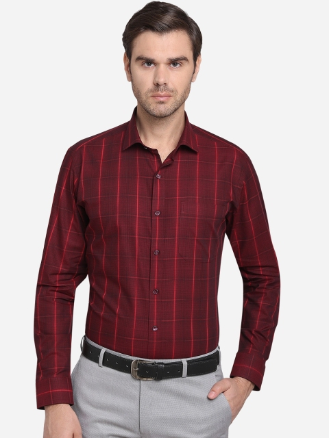 

JADE BLUE Men Maroon & Red Slim Fit Checked Formal Shirt
