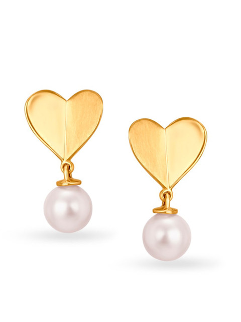 

Mia by Tanishq 14-Kt Yellow Gold Two-Halves-of-a-Whole Drop Earrings