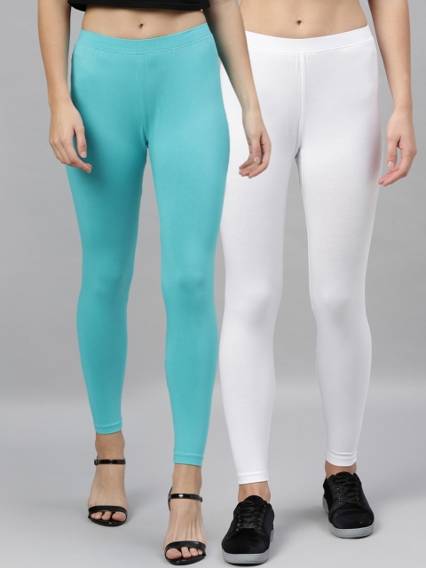 

Kryptic Women Pack Of 2 Solid Ankle-Length Leggings, Blue