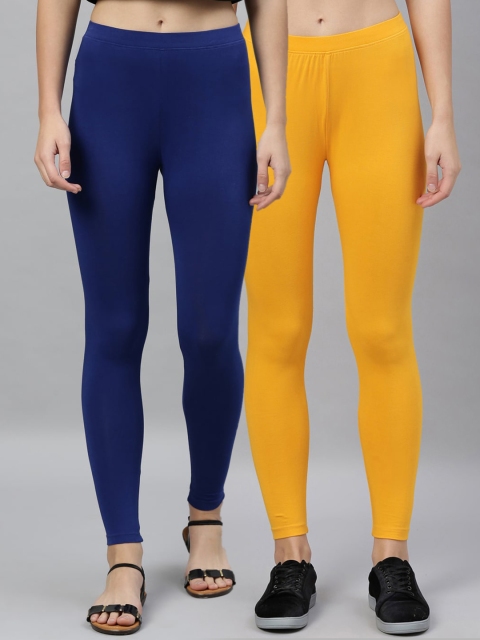 

Kryptic Women Pack Of 2 Solid Ankle-Length Leggings, Yellow