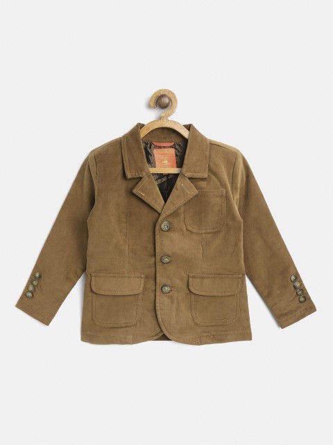 

Cherry Crumble Infant Boys Brown Solid Single-Breasted Blazer