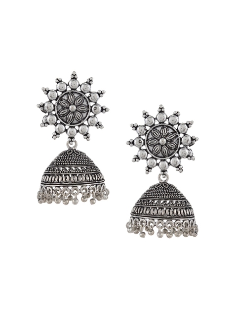

Silvermerc Designs Silver-Plated & Black Oxidized Dome Shaped Jhumkas