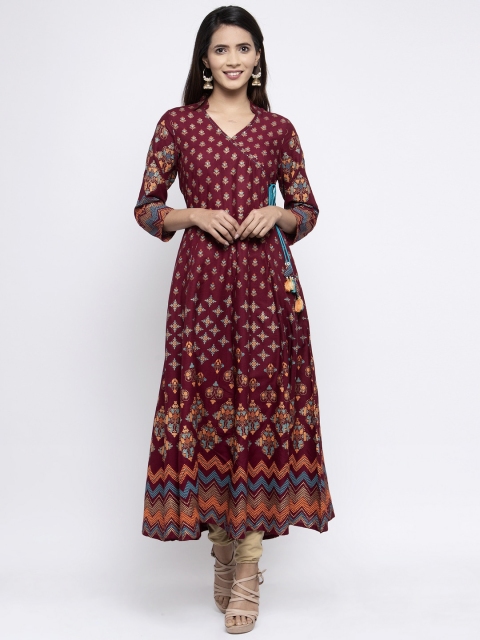 

Kiaasa Women Maroon Printed Anarkali Kurta