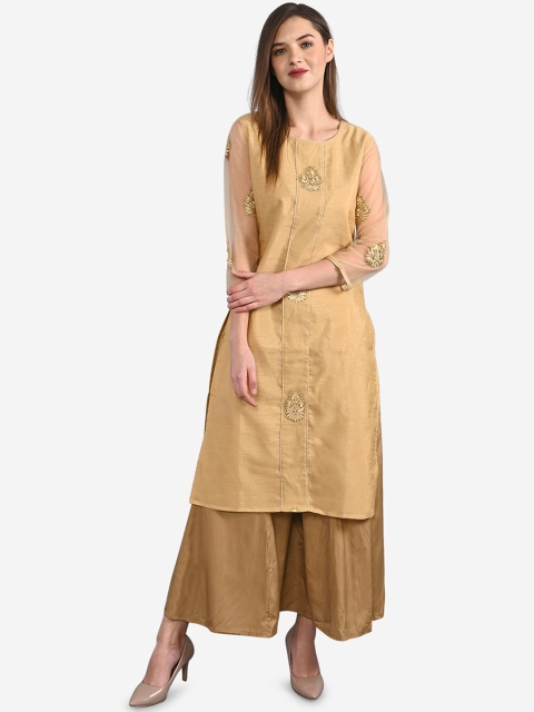 

Be Indi Women Beige Embroidered A-Line Kurta