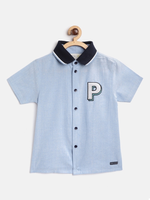 

Cherry Crumble Boys Blue Regular Fit Solid Casual Shirt