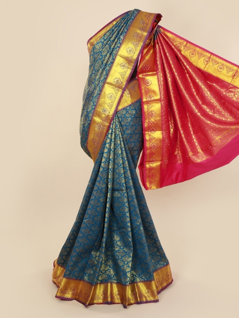 

Pothys Blue Pure Silk Woven Design Kanjeevaram Saree