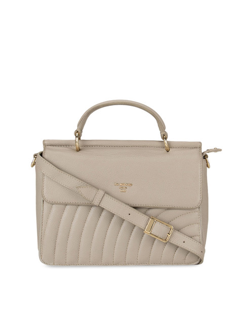

Da Milano Beige Textured Leather Satchel Bag