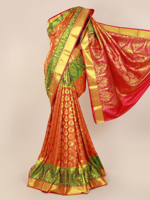 

Pothys Orange Pure Silk Woven Design Kanjeevaram Saree
