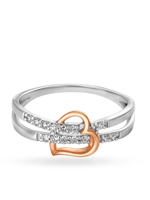 

Mia by Tanishq Two-Souls-One-Heart White & Rose Gold Finger Ring