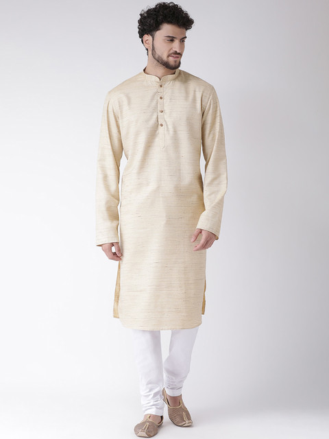 

TABARD Men Beige & White Solid Kurta with Churidar