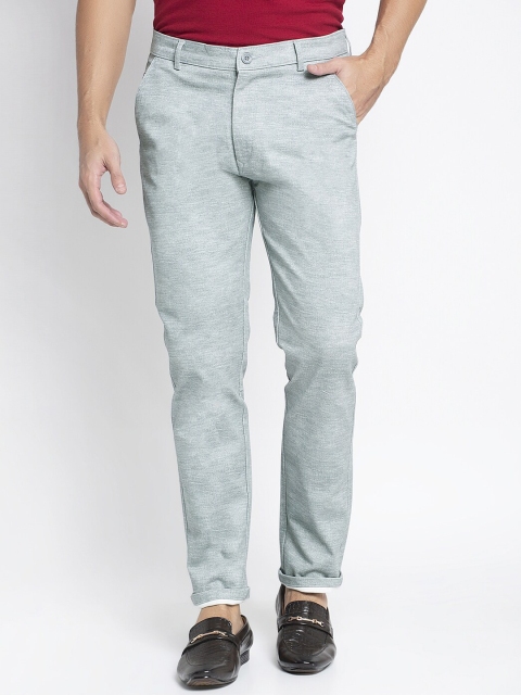 

Rodamo Men Grey Slim Fit Solid Regular Cotton Trousers