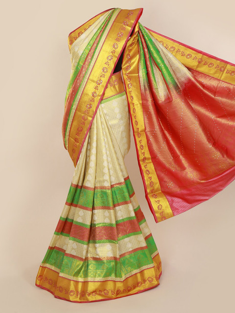 

Pothys Multicoloured Pure Silk Woven Design Kanjeevaram Saree, Multi