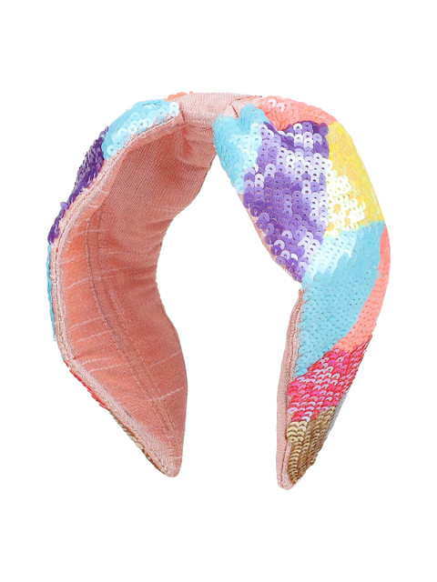 

Anekaant Women Multicolored Artsilk Sequined Hairband, Multi