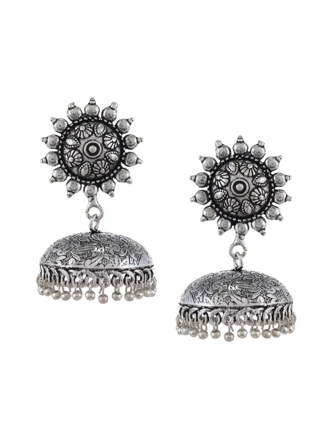 

Silvermerc Designs Silver-Plated Dome Shaped Oxidized Jhumkas