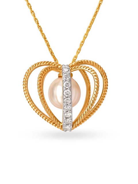 

Mia by Tanishq 14 KT Deep In The Cell Of My Heart Yellow Gold Pendant