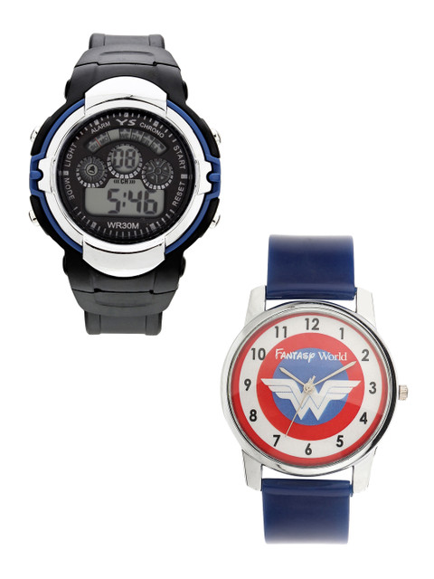 

Fantasy World Kids Set Of 2 Analogue and Digital Watch 114-008-BL-YS-02-BL, Multi