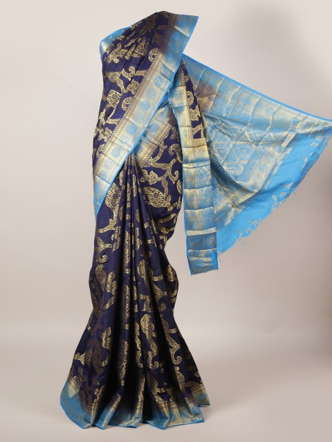 

Pothys Navy Blue Woven Design Jute Silk Saree