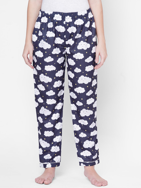 

FashionRack Women Navy Blue Printed Lounge Pants