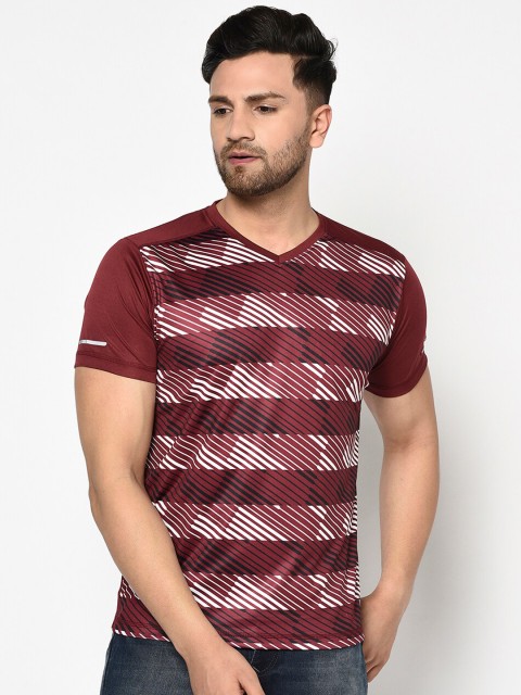 

Duke Men Burgundy Printed V-Neck T-shirt