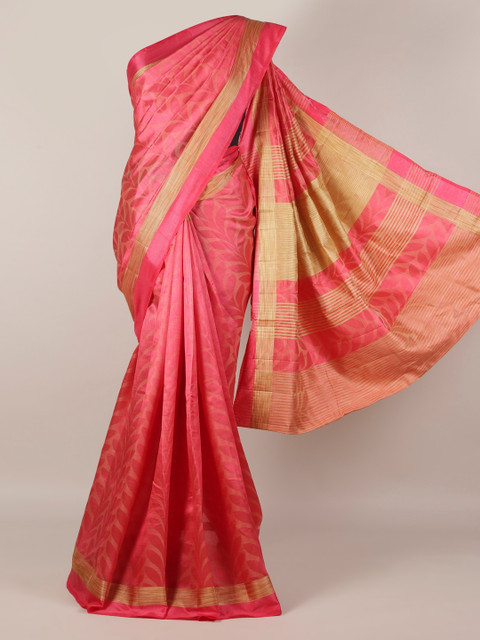 

Pothys Pink Printed Jute Silk Saree
