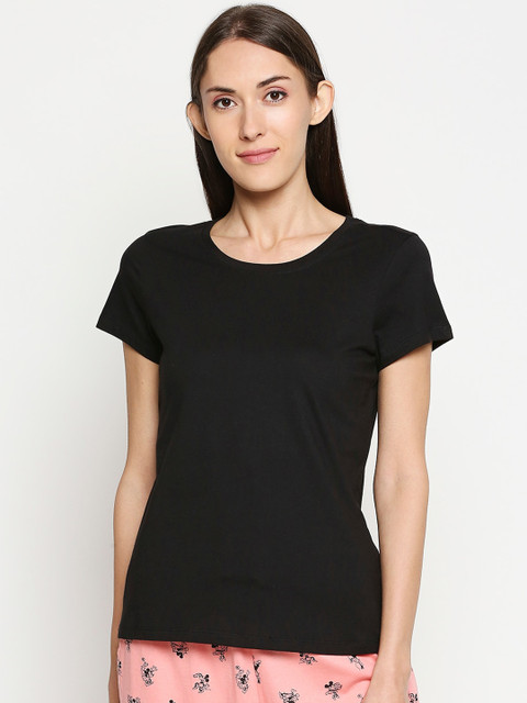 

Dreamz by Pantaloons Women Black Solid Lounge T-Shirt