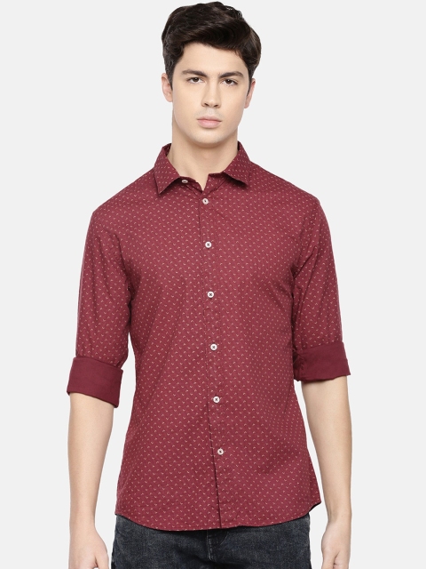 

Celio Men Burgundy Slim Fit Printed Casual Shirt