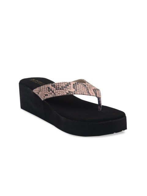 

Butterflies Women Pink & Black Snake Skin Textured Comfort Heels