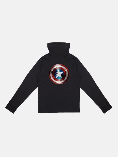 

Marvel Avengers Boys Black Printed Polo Collar T-shirt