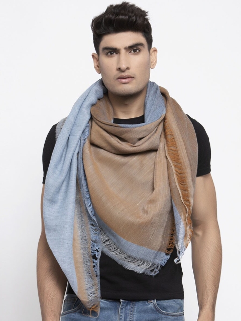

Calvadoss Men Rust Coloured & Blue Colourblocked Woolen Muffler