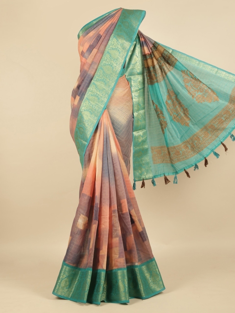 

Pothys Multicoloured Printed Jute Silk Saree With Tasseled Pallu, Multi
