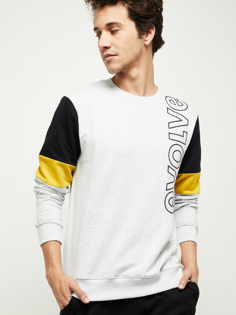 

max Men Grey Melange Printed Sweatshirt
