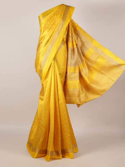 

Pothys Mustard Solid Jute Silk Saree