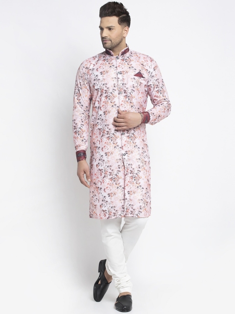 

Benstoke Men Pink & Maroon Printed Sherwani with Churidar