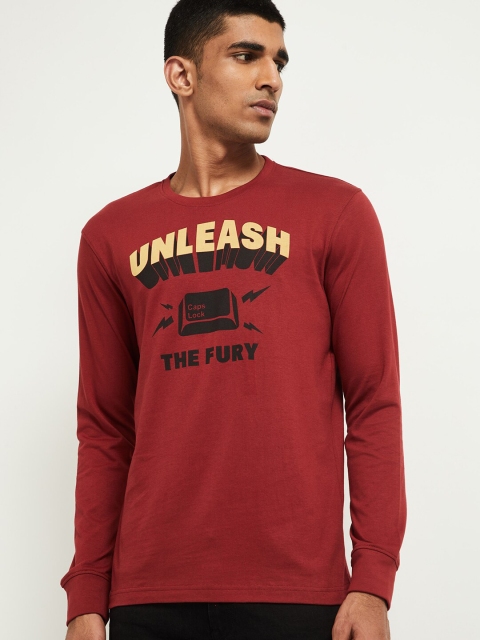 

max Men Red Printed Hood T-shirt