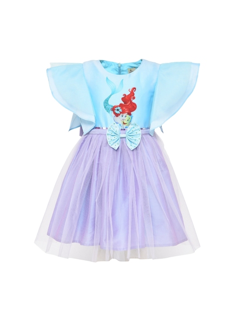 

A Little Fable Girls Blue & Lavender Ariel Print Fit and Flare Dress